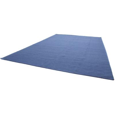 Wollteppich MORGENLAND "KELIM FANCY UNI" Teppiche Gr. B: 120cm, L: 180cm, blau reine Wolle, Wendbar, Einfarbig, Uni, Wohnzimmer