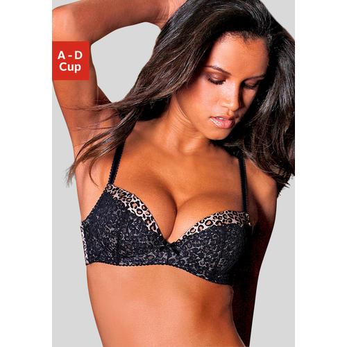 Push-up-BH LASCANA Gr. 70, Cup D, bunt (leo, bedruckt) Damen BHs BH Bügel-BH Hochzeitsdessous Hochzeitswäsche Push-up-BH Spitzen-BH Spitzenwäsche Balconette-BH Balconette-BHs mit Leoprint, sexy Dessous