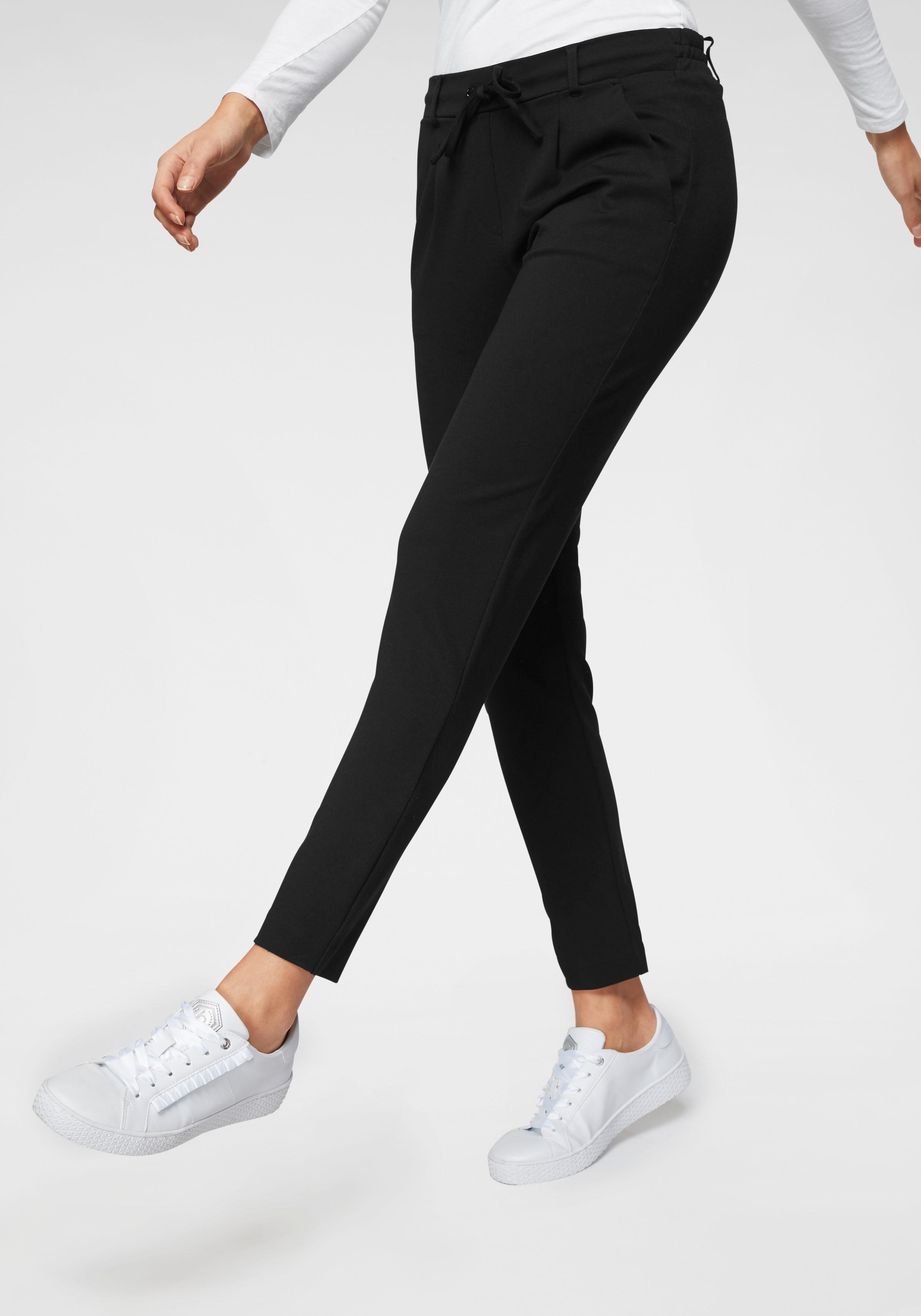 Jogger Pants TOM TAILOR, Damen, Gr. 40, Länge 32, schwarz (deep schwarz), Jersey, Obermaterial: 60% Viskose, 34% Polyamid, 6% Elasthan, unifarben, lässig geschnitten lang, Hosen, mit Bundfalten