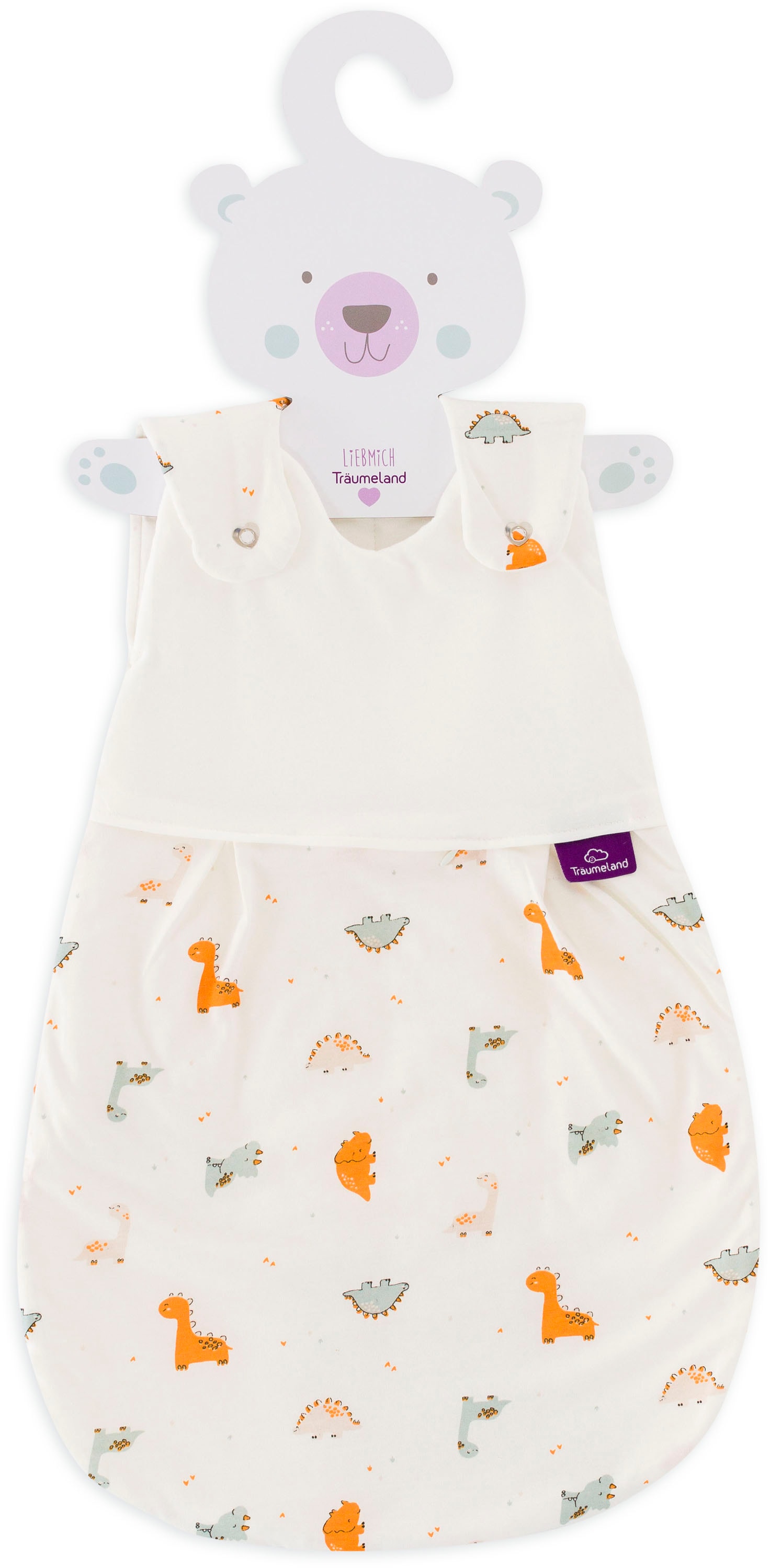 Babyschlafsack TRÄUMELAND "Außenschlafsack LIEBMICH, Design Dinolino", bunt, 50/56, Bezug: 100% Baumwolle. Füllung: 70% Polyester, 30% Lyocell (TENCEL™), Schlafsäcke Image