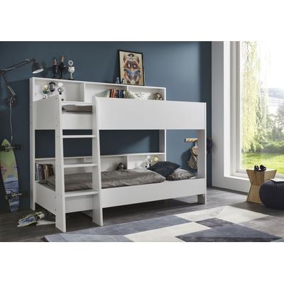 Etagenbett RELITA "Sway", weiß (weiß, weiß), B:130cm H:170cm L:207cm, Etagenbetten, 2 Liegeflächen, mit Leiter, rückseitige Regale, wahlweise mit Matratze Image