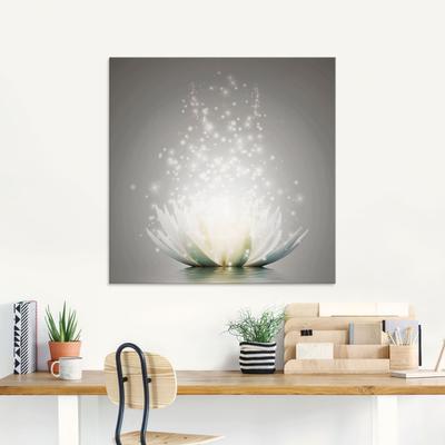 Glasbild ARTLAND "Magie der Lotus-Blume", grau (farbe bild(er): grau), B:20cm H:20cm, Bilder, in verschiedenen Größen Image