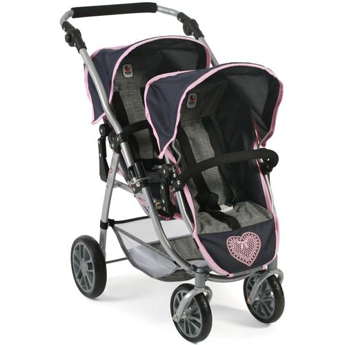 "Puppen-Zwillingsbuggy CHIC2000 ""Vario, Grau-Navy"" Puppenwagen blau (grau, navy) Kinder Puppenwagen -trage"