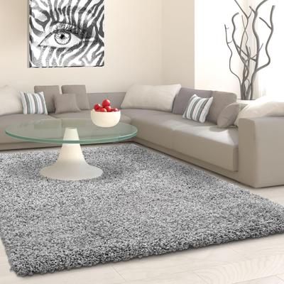 Hochflor-Teppich AYYILDIZ TEPPICHE "Life Shaggy 1500" Gr. 8, grau (hellgrau), B:300cm H:30mm L:400cm, Kunstfaser, Teppic