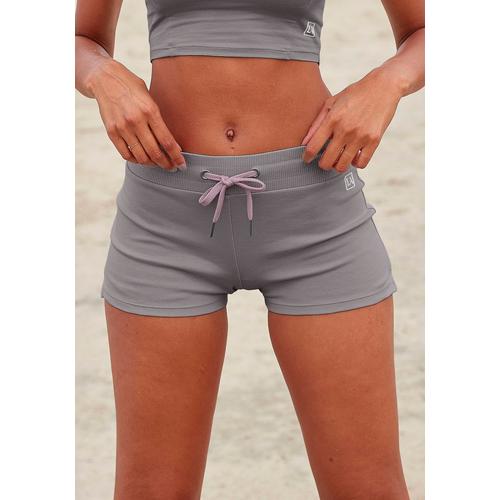 Shorts LASCANA ACTIVE Gr. XS (32/34), N-Gr, grau (stone) Damen Hosen Yogahosen mit kleinen Seitenschlitzen