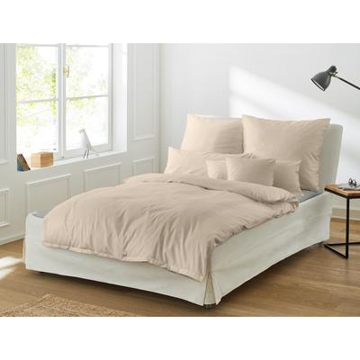 Bettwäsche IRISETTE "Premium Satin Bettwäsche Paris", beige, B/L: 135cm x 200cm, , Mako-Satin, B/L: 80cm x 80cm, Mako-Satin, Obermaterial: 100% Baumwolle, Bettwäsche, hochwertige Uni Premium Bettwäsche mit Reißverschluss, 100% Baumwolle Image