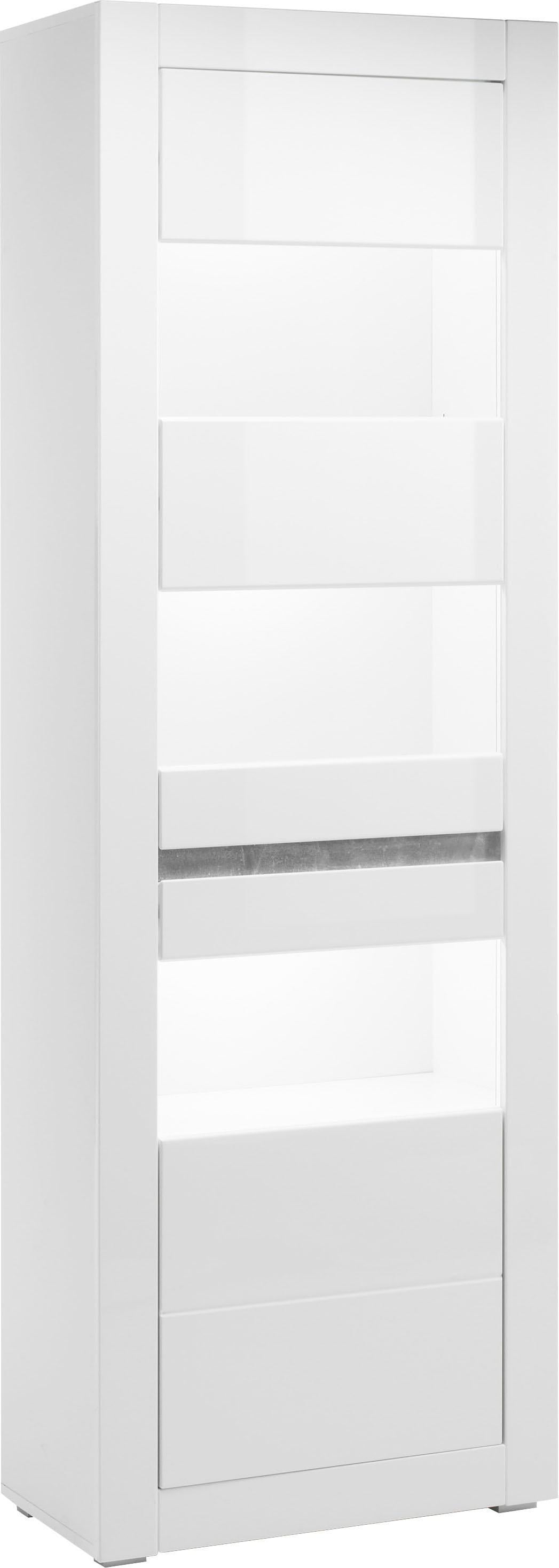 Vitrine INOSIGN "Carat", weiß (weiß, weiß hochglanz), Schränke, Höhe 198 cm, zwei Leisten angeliefert, 1 x grau, 1 x weiss Image