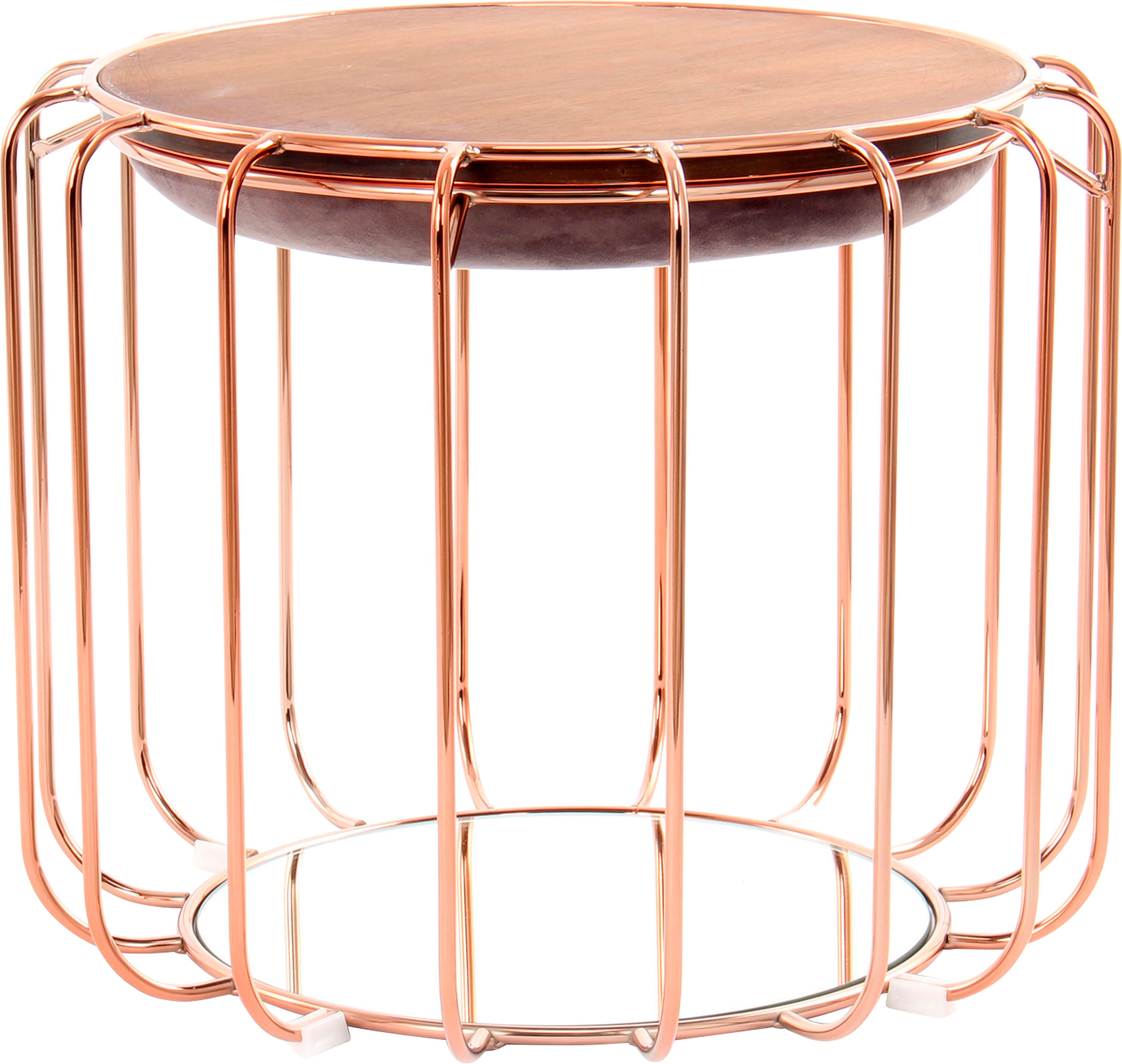 Beistelltisch KAYOOM "Pouf Comfortable 110, abnehmbares und wendbares Oberteil", lila (dunkelviolett, rosé, rosé), B:50cm H:45cm T:50cm, Eisen, MDF, Samtbezug, Schaumstoff, Spiegel, Tische, Beistelltisch, praktisch umzuwandeln in Tisch oder Hocker,...