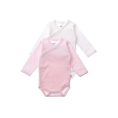 Body LILIPUT, Baby, Gr. 44, EURO-Größen, rosa (weiß, rosa), 100% Baumwolle, unifarben, casual, normal, Langarm, Bodies, mit praktischen Druckknöpfen Image