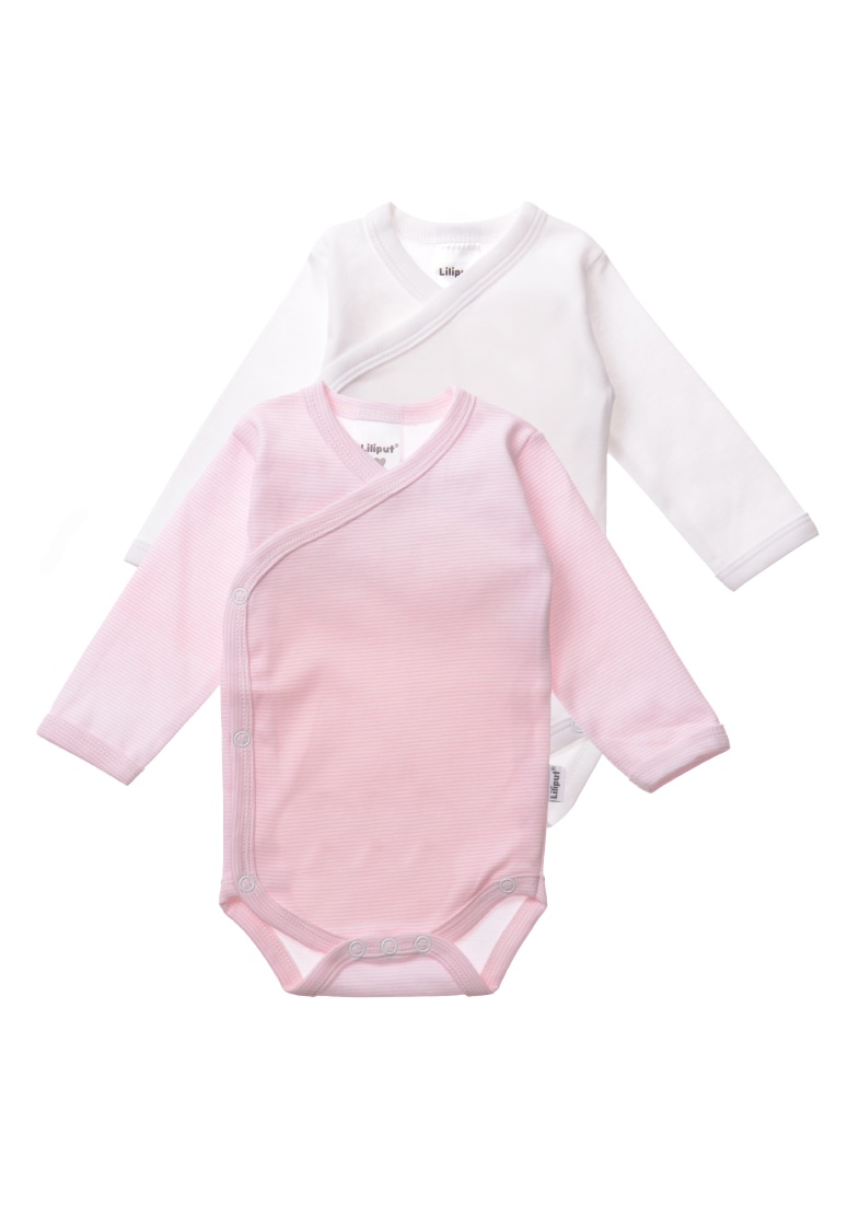 Body LILIPUT, Jungen, Gr. 50/56, EURO-Größen, rosa (weiß, rosa), 100% Baumwolle, unifarben, normal, Bodys Body, mit praktischen Druckknöpfen
