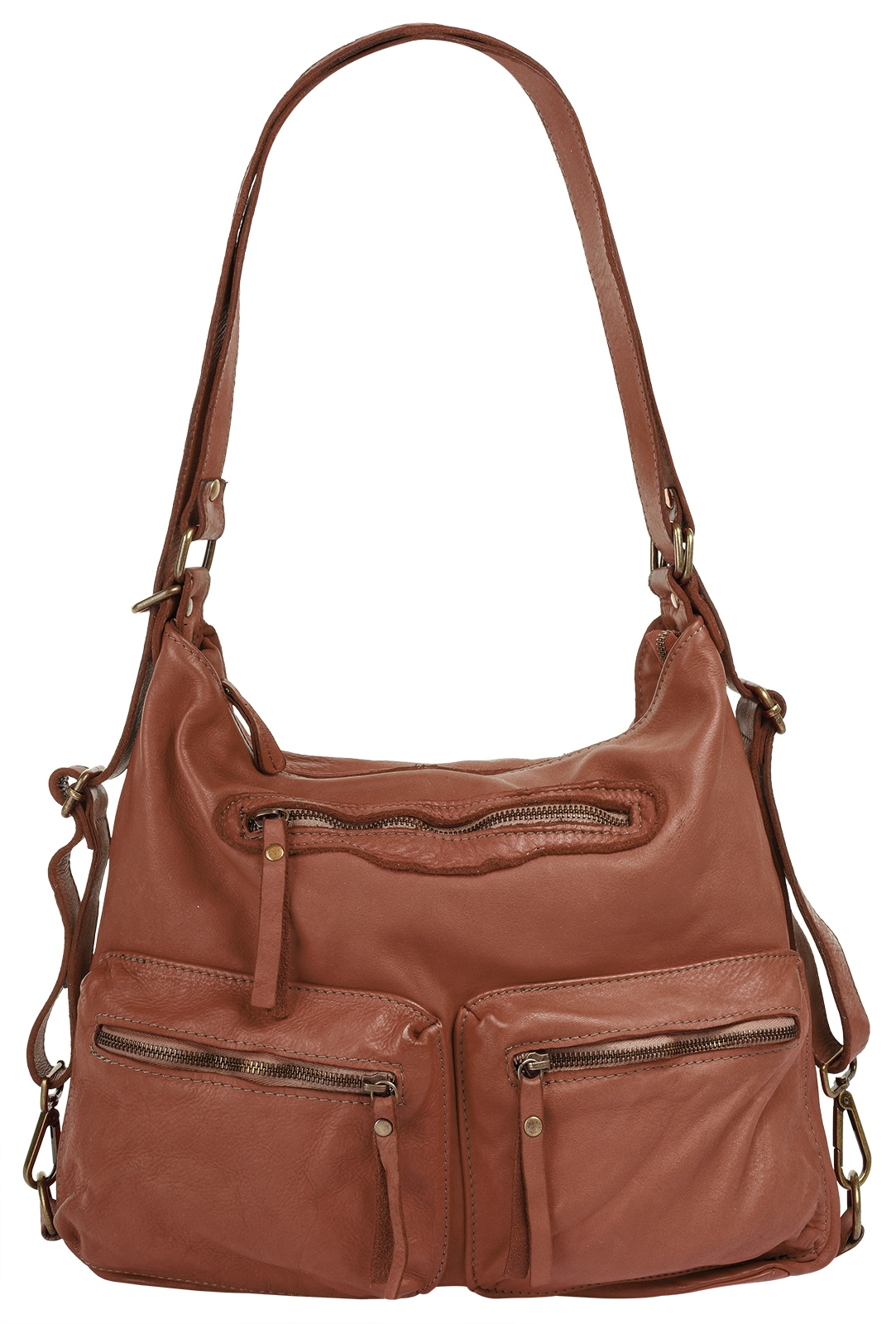 Shopper SAMANTHA LOOK, Damen, Gr. B/H/T: 34cm x 33cm x 13cm onesize, braun (cognac), Leder, vintage, Taschen Shopper, echt Leder, Made in Italy