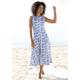 Midikleid BEACHTIME Gr. 34, N-Gr, blau (blau, creme, bedruckt) Damen Kleider Strandkleider mit Blumendruck, aus Jersey, A-Linien-Kleid Bestseller