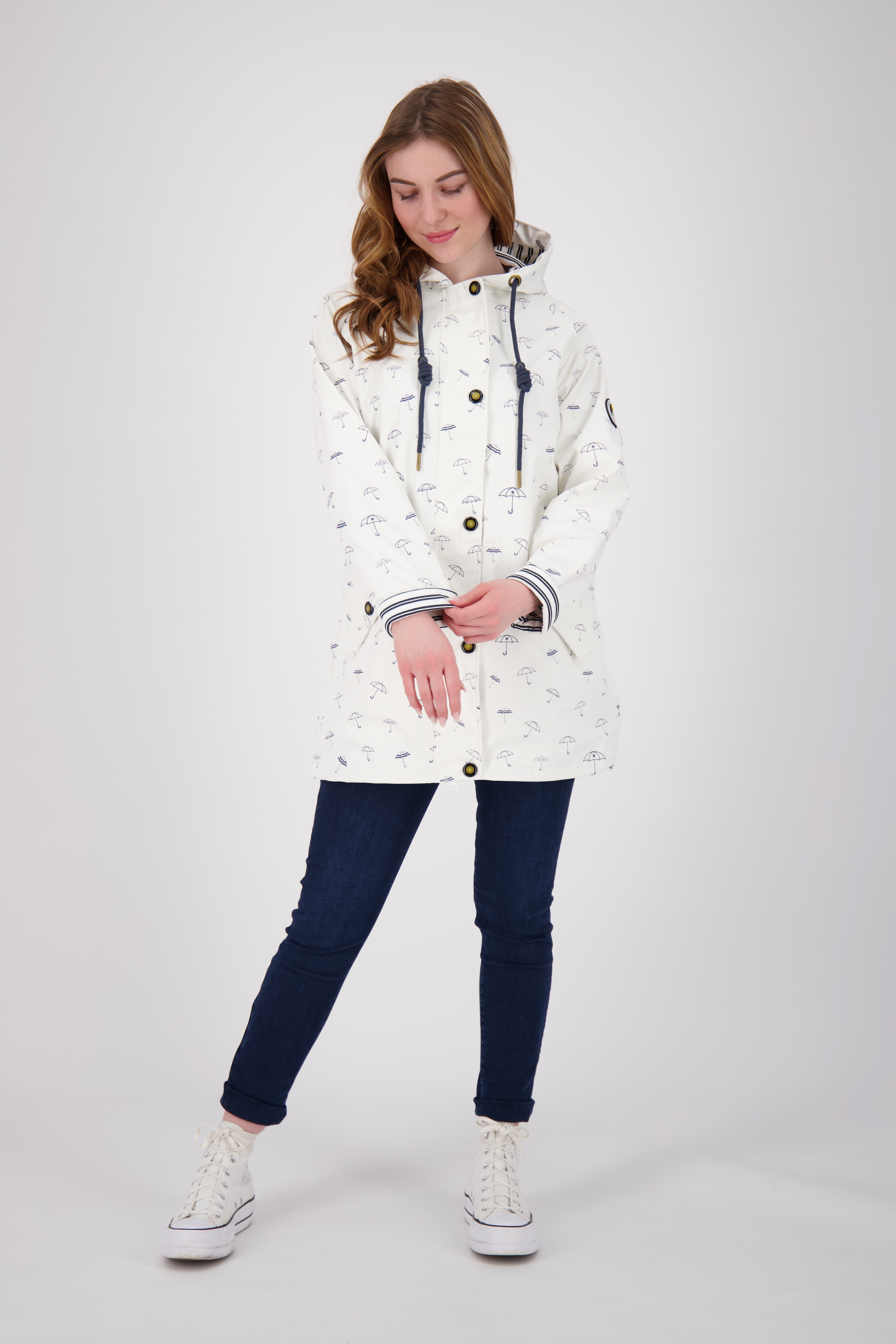 Regenjacke ANKERGLUT "Friesennerz WIZZARD PEAK WOMEN UMBR", Damen, Gr. 34 (XS), weiß, Obermaterial: 100% Polyurethan; Futter: 100% Polyester, figurumspielend, gerader Abschluss mit Druckknopf, Jacken Regenjacke, auch in Großen Größen erhältlich