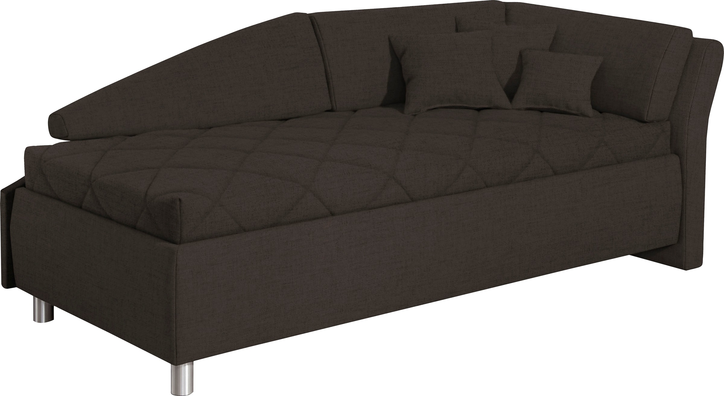 Schlafsofa ALINA "Lindsay", braun (umbragrau tmd 14), B:223cm H:80cm T:112cm, Struktur TMD (100% Polyester), Sofas, Schlafsofa, Bettkasten, Zierkissen-Set aus: 2 Stk. 40x40cm, 1 Stk. 30x30cm