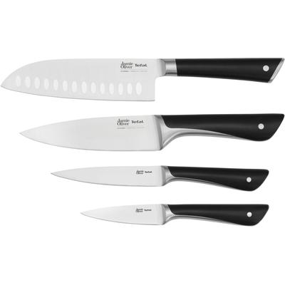 Messer-Set TEFAL "K267S4 Jamie Oliver" Kochmesser-Sets grau (schwarz, edelstahlfarben) Küchenmesser-Sets hohe Leistung, unverwechselbares Design, widerstandsfähiglanglebig