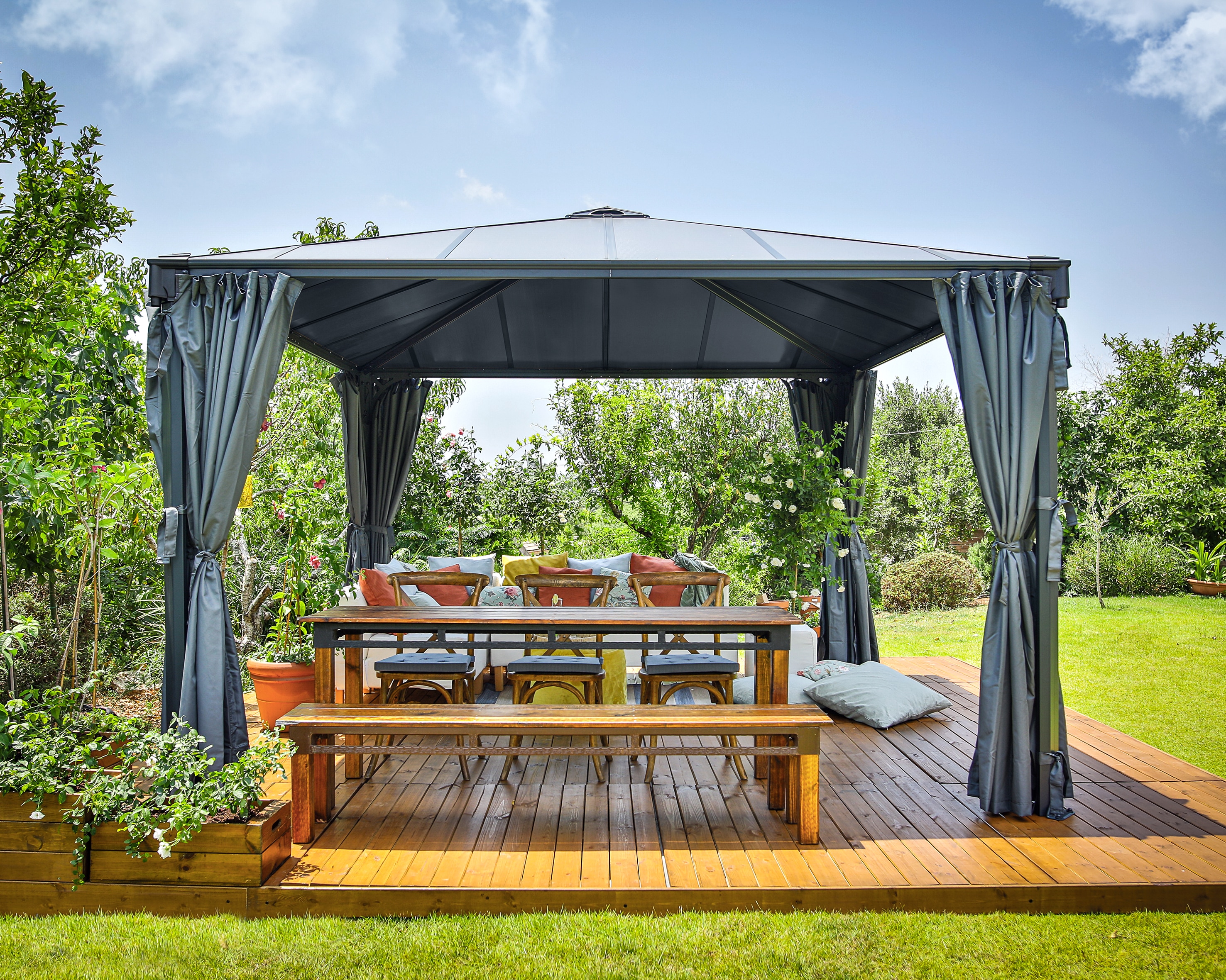 Pavillon PALRAM - CANOPIA "Palermo 3600", grau, B/H/T: 360cm x 295cm x 360cm, Pavillons, BxT: 360x360 cm