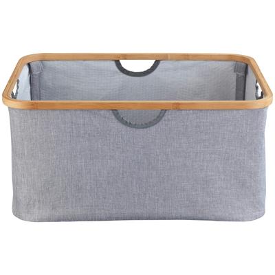 Wäschekorb WENKO "Bahari", braun (braun, grau), B:54cm H:26cm T:36cm, Bambus, Polyester, Wäschesammler, BxTxH: 54x36x26 cm, 50 Liter Image