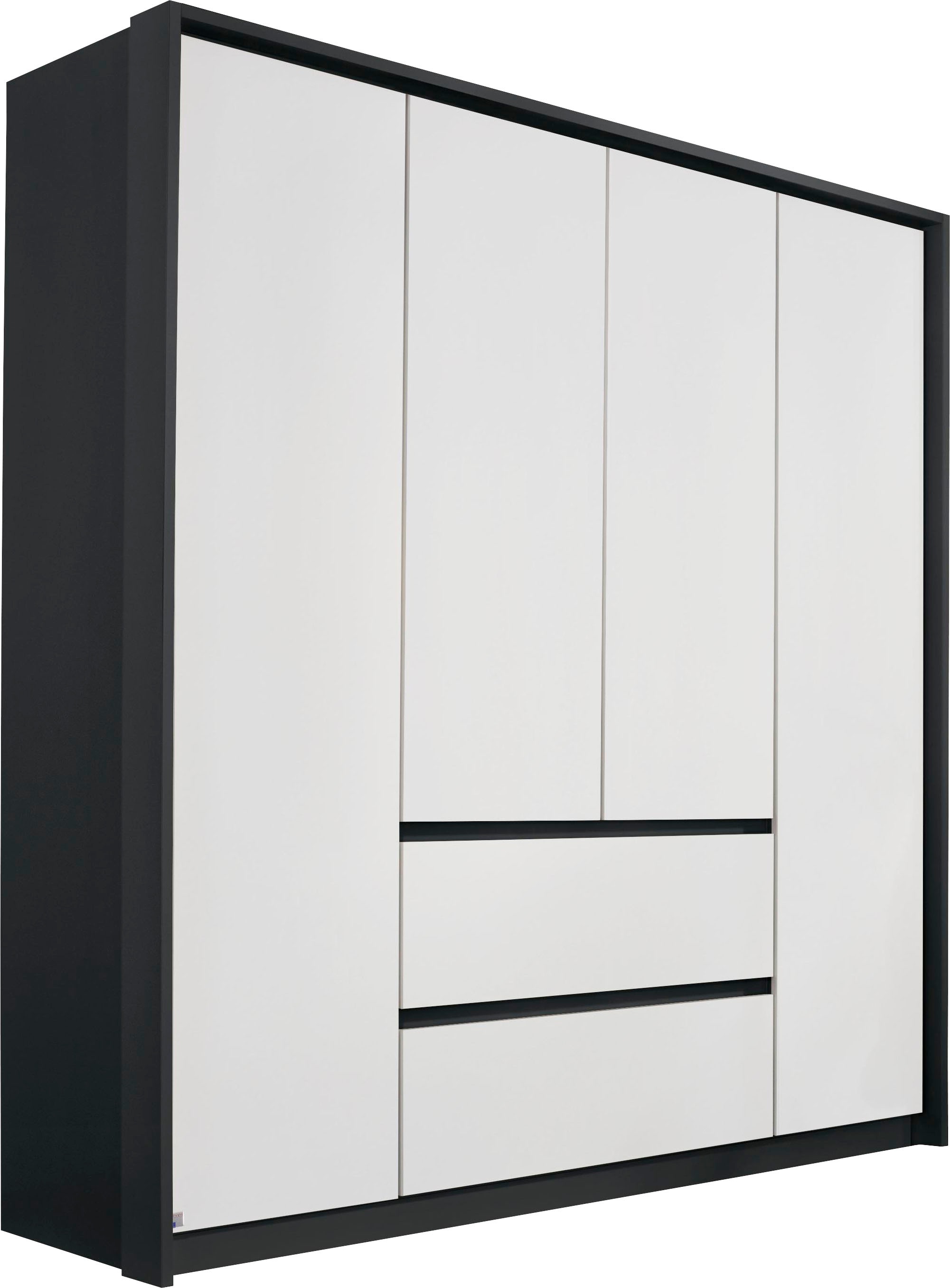 Drehtürenschrank RAUCH "Mainz mit Passepartout", grau (graumetallic, alpinweiß), B:185cm H:212cm T:58cm, Holzwerkstoff, Schränke, Drehtürenschrank, optional mit Beleuchtung, Außentüren mit Push-to-Open Funktion