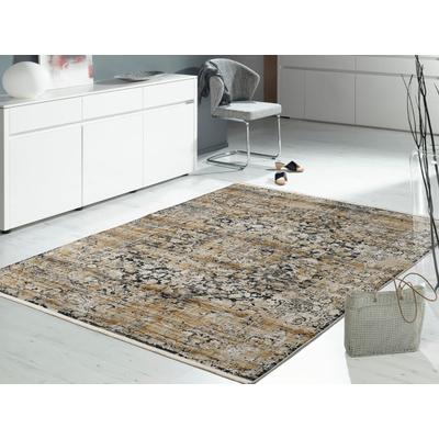 Teppich OCI DIE TEPPICHMARKE "IMPRESSION SODA", grau (grau, goldfarben), B:80cm H:8mm L:150cm, Viskose, Teppiche, Vintage, feine Fransen, leichter Glanz durch Viskose, Wohnzimmer Image