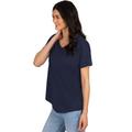 T-Shirt TRIGEMA "TRIGEMA Oversize mit V-Ausschnitt" Gr. XXL, blau (navy) Damen Shirts Jersey