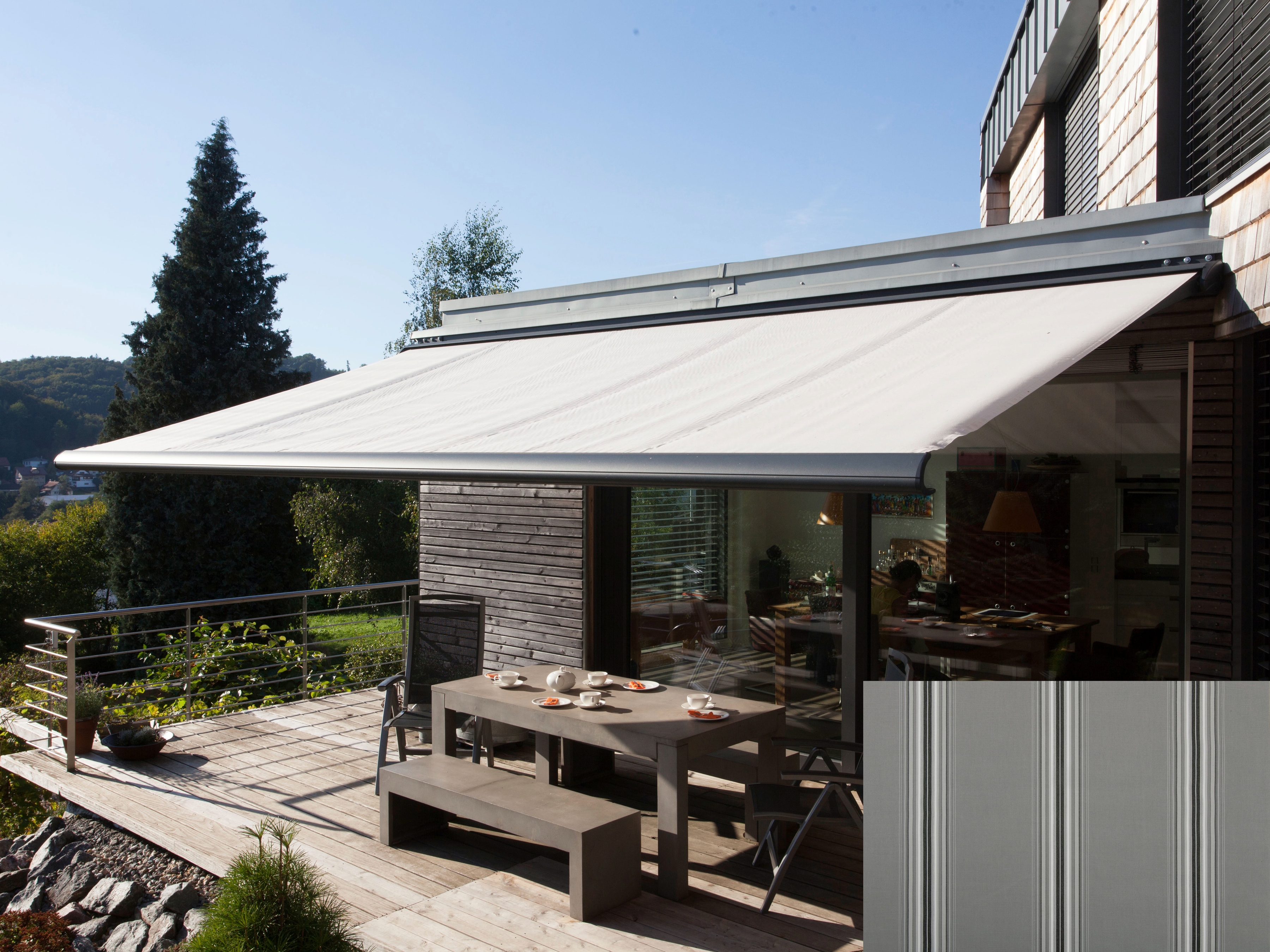 Kassettenmarkise WISMAR "Classic S-Compact", grau (grau, schwarz), B:350cm, Polyacryl, Markisen, Breite: 350 cm, Ausfall: 300 cm