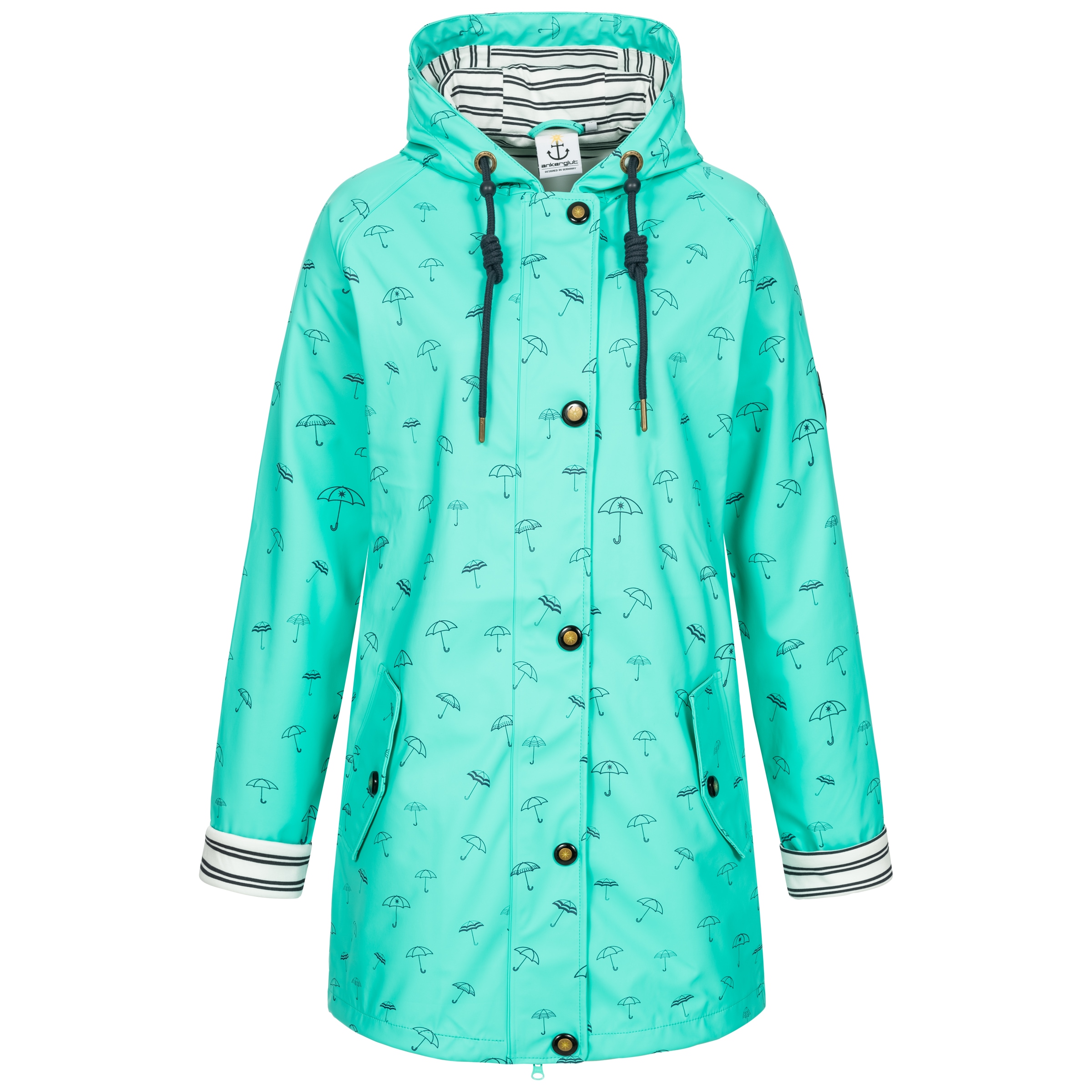 Regenjacke ANKERGLUT "Friesennerz WIZZARD PEAK WOMEN UMBR", Damen, Gr. 48 (XL), blau (türkis), Obermaterial: 100% Polyurethan; Futter: 100% Polyester, figurumspielend, gerader Abschluss mit Druckknopf, Jacken Regenjacke, auch in Großen Größen...