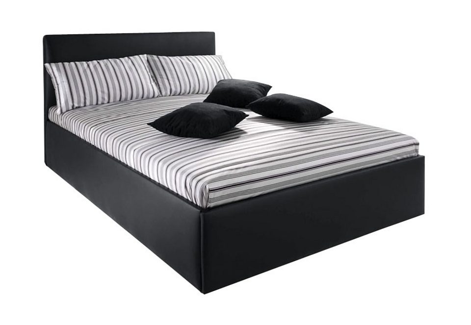 Polsterbett, schwarz, B:108cm L:212cm, Bezug Bett: Kunstleder;Bonnell-Federkernmatratze: 51% Polypropylen, 39% Polyester und 10% Baumwolle;Kaltschaummatratze: 100% Polyester, Bezug abnehm- und waschbar bis 60C, WESTFALIA SCHLAFKOMFORT, Betten, mit...