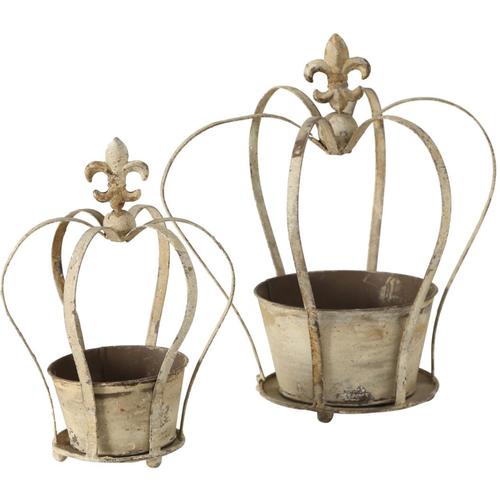 "Übertopf BOLTZE ""Pflanztopf Krone, 2 tlg., Set 2"" Pflanzgefäße Gr. B/H/T: 32 cm x 40 cm x 32 cm, beige (beige, braun) Übertöpfe"