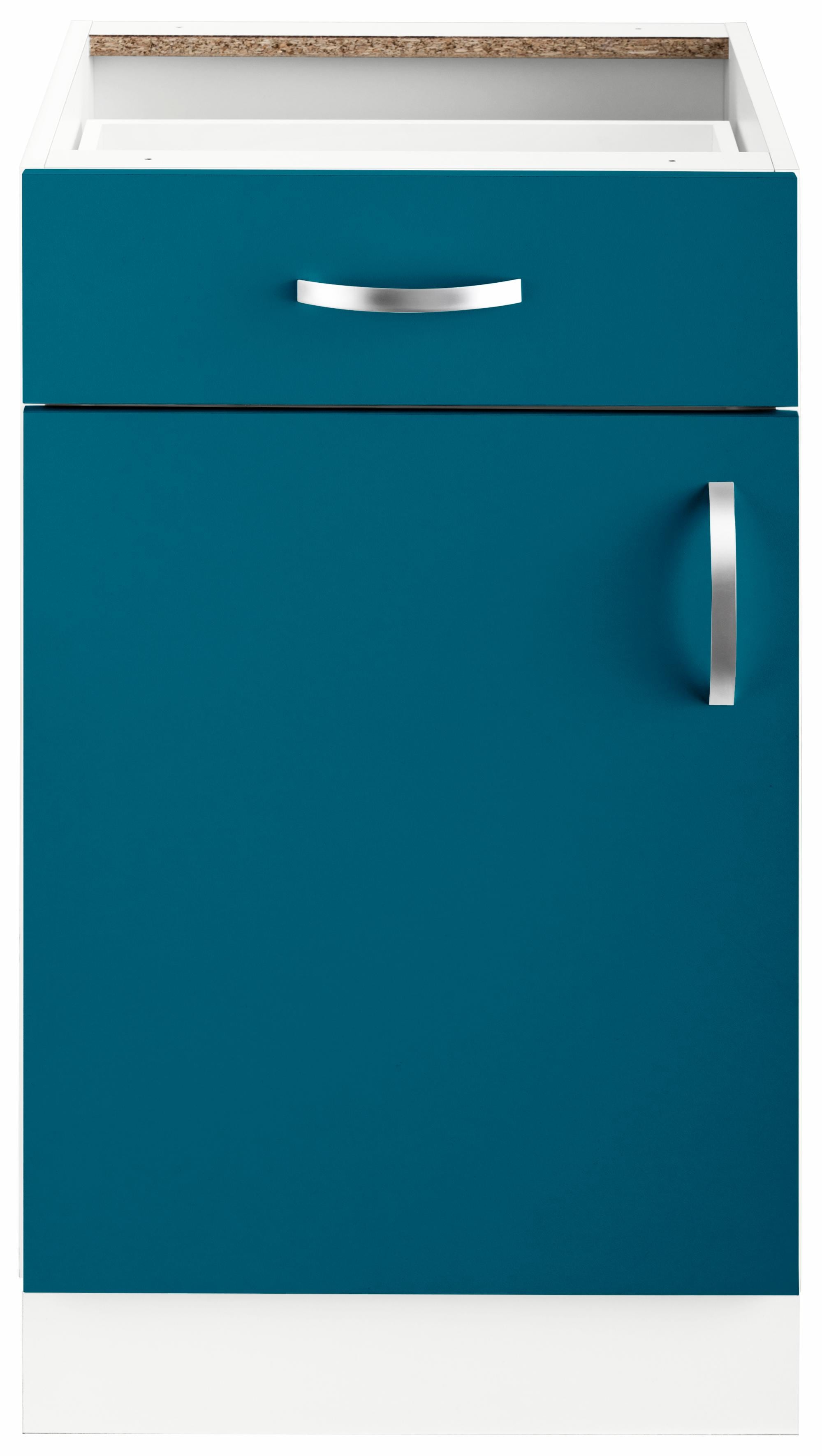 Unterschrank WIHO KÜCHEN "Flexi", blau (front: ozeanblau, korpus: weiß), B:50cm H:82cm T:57cm, Schränke, Unterschrank, Breite 50 cm