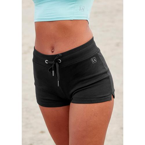 Shorts LASCANA ACTIVE Gr. S (36/38), N-Gr, schwarz Damen Hosen Yogahosen mit kleinen Seitenschlitzen