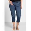 Caprijeans SHEEGO "Große Größen", Damen, Gr. 54, Normalgrößen, blau (blau denim), Obermaterial: 75% Baumwolle, 24% Polyester, 1% Elasthan, unifarben, casual, 3/4-Länge, Jeans, mit Used-Effekten