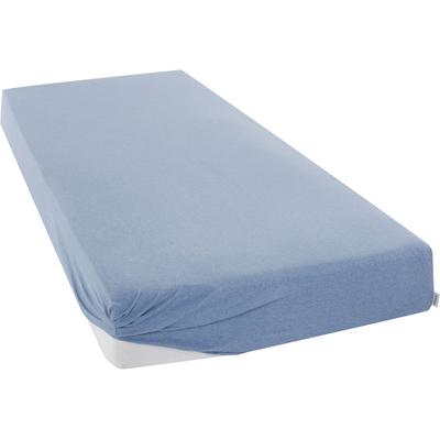 Spannbettlaken ANDAS "Valje in Gr. 90x200, 140x200 oder 180x200 cm", blau (blau meliert), B:180cm L:200cm, Jersey, Obermaterial: 100% Baumwolle, Laken, Baumwolle, für Matratzen bis 25 cm Höhe, Bettlaken in Melange-Optik Image
