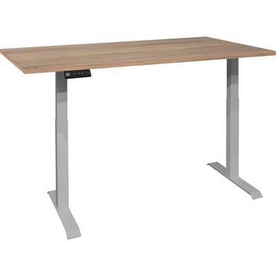Schreibtisch MÄUSBACHER "Big System Office", silber (silber, eiche sägerau, silber, eiche sägerau), B:160cm, Tische, Breite 160 cm, elektrisch höhenverstellbar Image