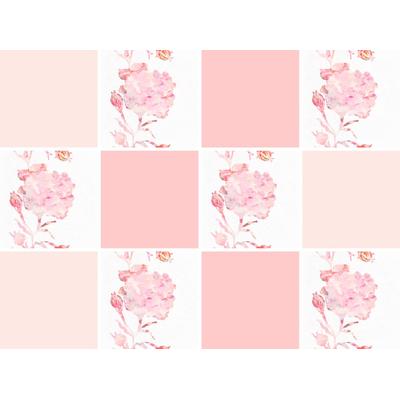 Fliesenaufkleber QUEENCE "Blumen", rosa (rosa, weiß), B:15cm H:15cm T:0,1cm, Fliesenaufkleber, Stickerfliesen, selbstklebend, Sticker, 12er Set Image