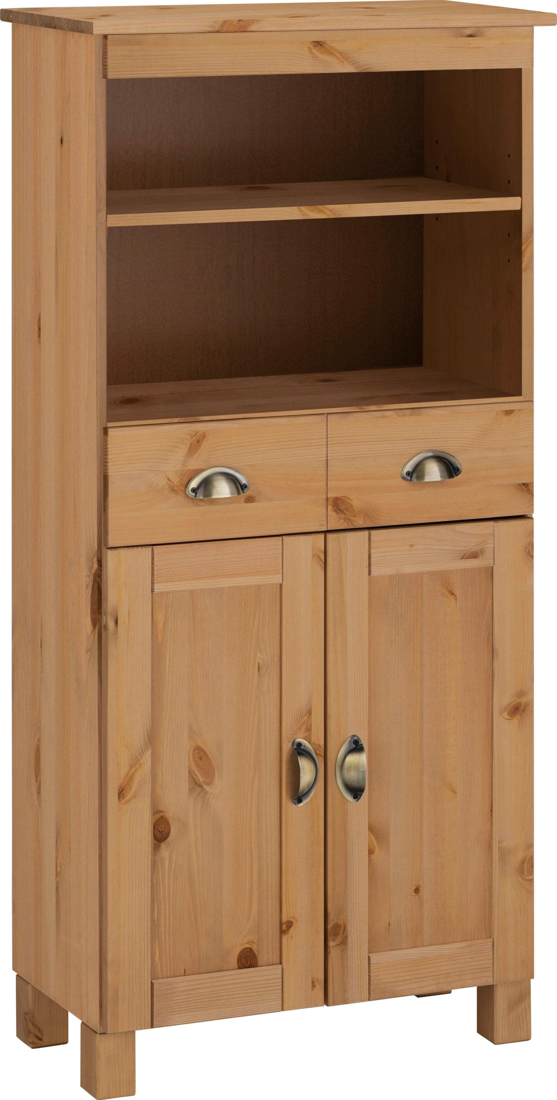 Midischrank HOME AFFAIRE "Oslo", beige (natur gebeizt, gewachst), B:60cm H:125cm T:30cm, Massivholz, Schränke, Midischrank