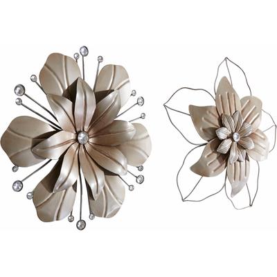 Wanddekoobjekt HOME AFFAIRE "Blume", silber (antik silberfarben), B:30cm H:30cm T:4cm, Metall, Kunststoff, Wanddekoobjekte, Wanddeko, aus Metall, mit Perlmutt Verzierung Image