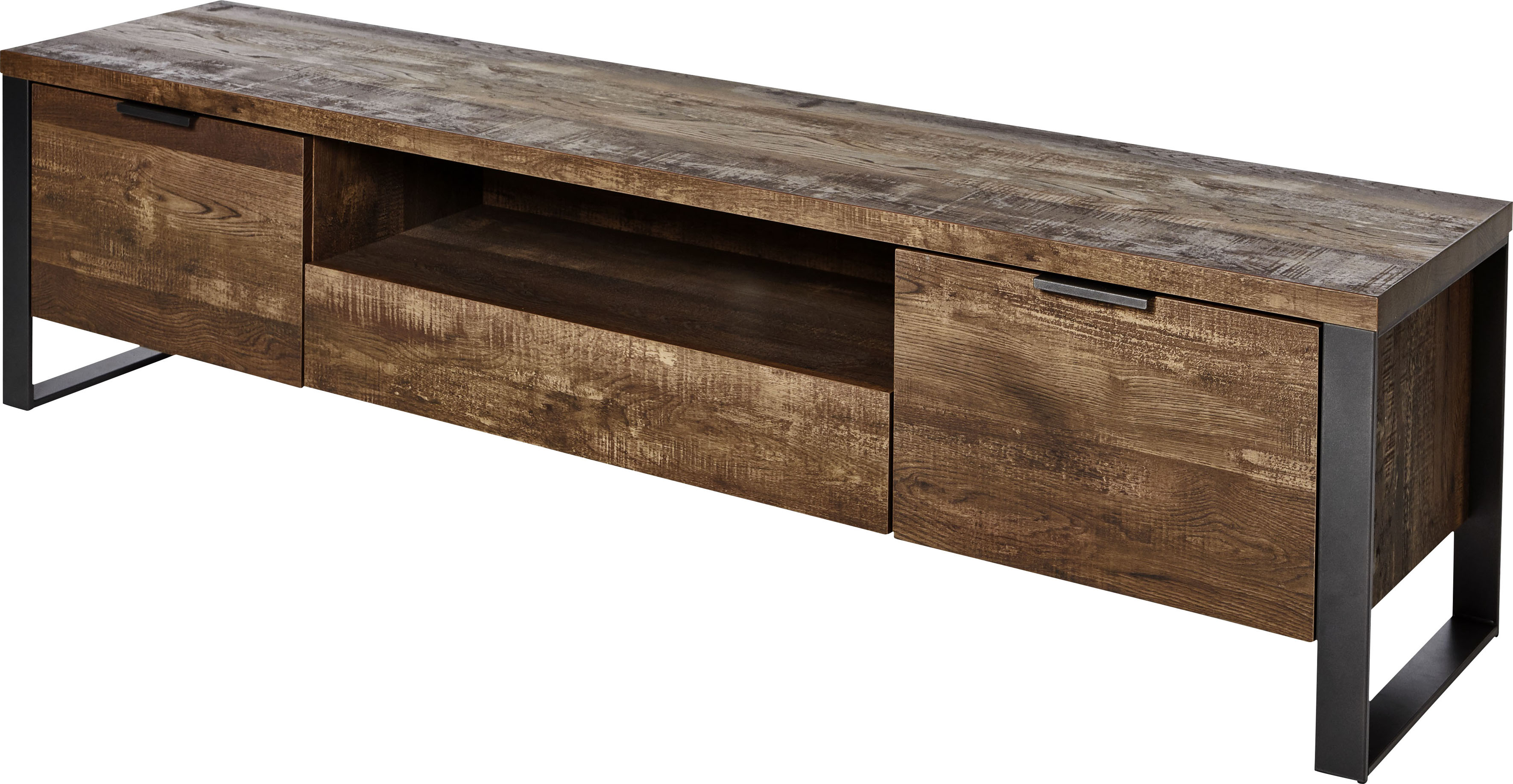 TV-Board JAHNKE "LOOP", braun (vintage eiche), B:180cm H:45cm T:39,5cm, Holzwerkstoff, Sideboards, TV-Board, Breite ca. 180 cm