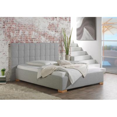 Polsterbett MAINTAL "Cueno", grau (silbergrau), B:204cm L:210cm, Strukturstoff (100% Polyester), Betten, mit und ohne Matratze in 2 Ausführungen, Steppung mit Knopfheftung Image