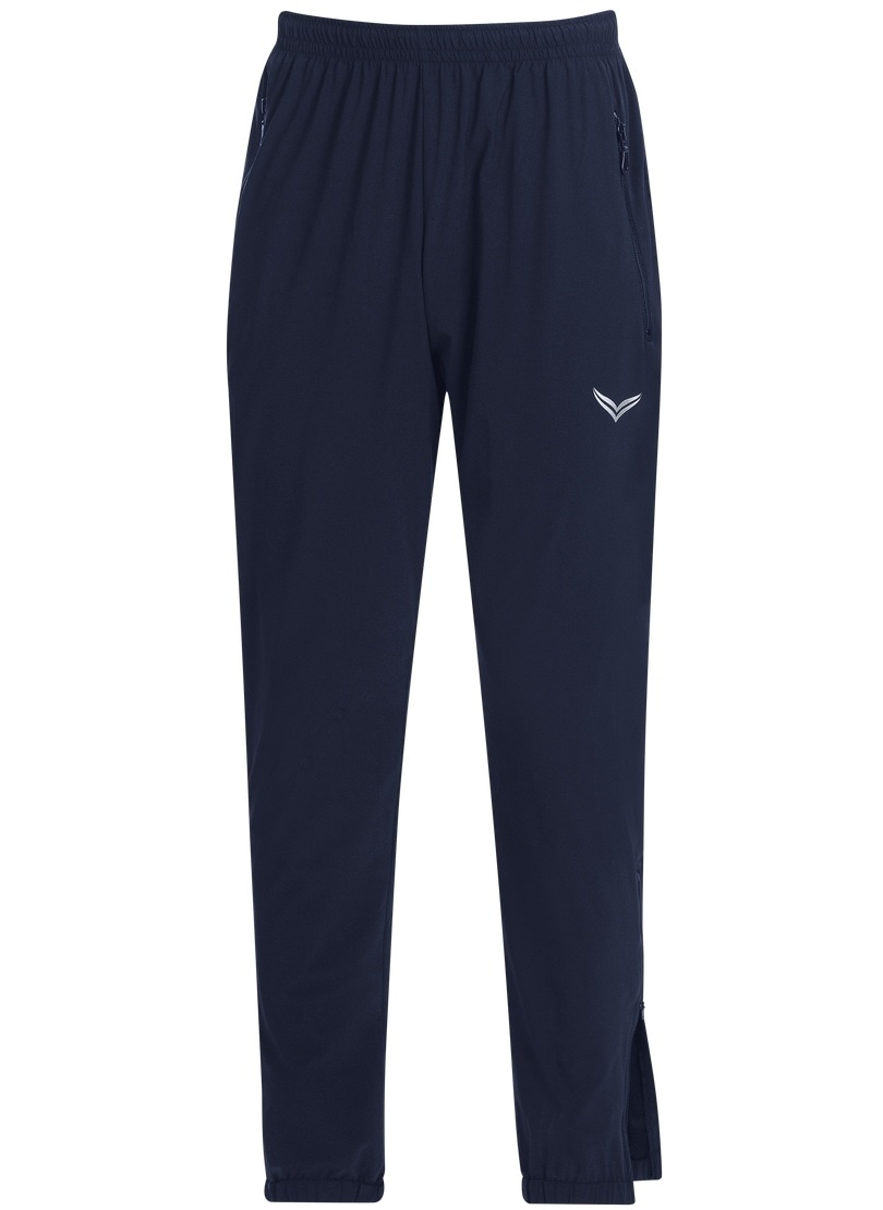 Jerseyhose TRIGEMA "TRIGEMA Freizeithose mit Bein-Reißverschluss", Herren, Gr. S, US-Größen, blau (navy), 74% Nylon, 26% Elasthan, Basic, Hosen Jerseyhose