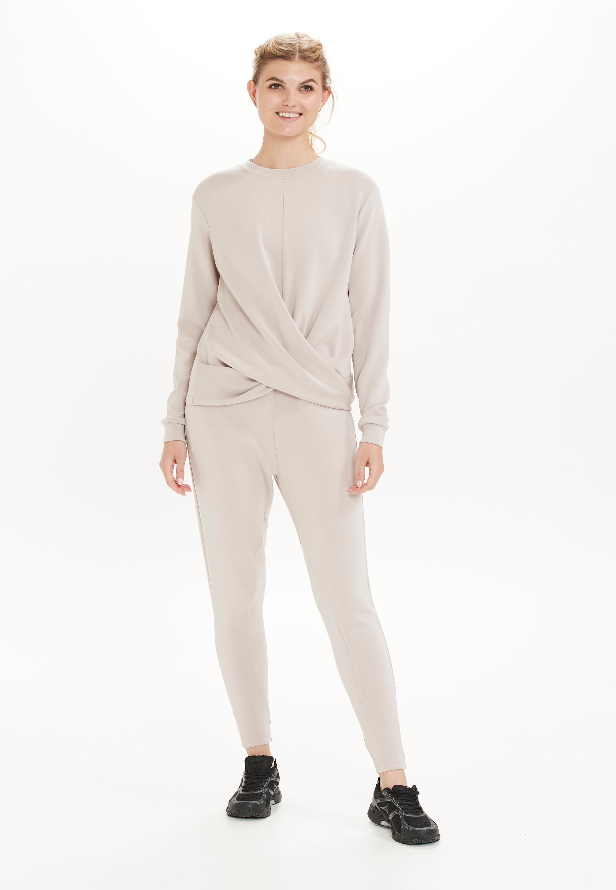 Sweathose ENDURANCE "Timmia", Damen, Gr. 42, EURO-Größen, beige (nude), 51% Polyester, 44% Modal, 5% Elasthan, unifarben, lang, Hosen Sweathose, mit hohem Modal-Anteil