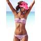 Bügel-Bandeau-Bikini VENICE BEACH Gr. 34, Cup E, rosa (lachs, bedruckt) Damen Bikini-Sets Ocean Blue