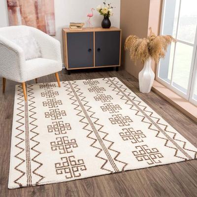 Teppich CARPET CITY "April 0608", beige (creme), B:140cm H:10mm L:200cm, Polyester, Teppiche, Läufer, weich durch Microfaser, Boho Ethno Look, Wohnzimmer Image