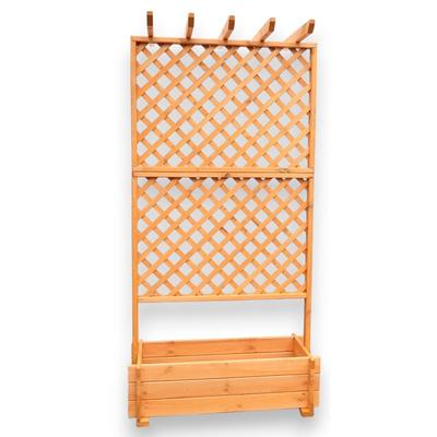 Spalier PROMADINO, braun (honigbraun), B:102cm H:200cm T:65cm, Holzwerkstoff, Rankhilfen, Pergola mit Pflanzkasten, BxTxH: 102x65x200 cm