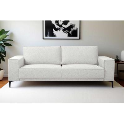 3-Sitzer PLACES OF STYLE "3er Sofa Oland, Struktur, Flachgewebe, Luxus-Microfaser, Boucle", beige (sand), B:224cm H:85cm T:83cm, 100% Polyester, Sofas, 224 cm, Wellenunterfederung, Skandi-Design, Metallfüße Image