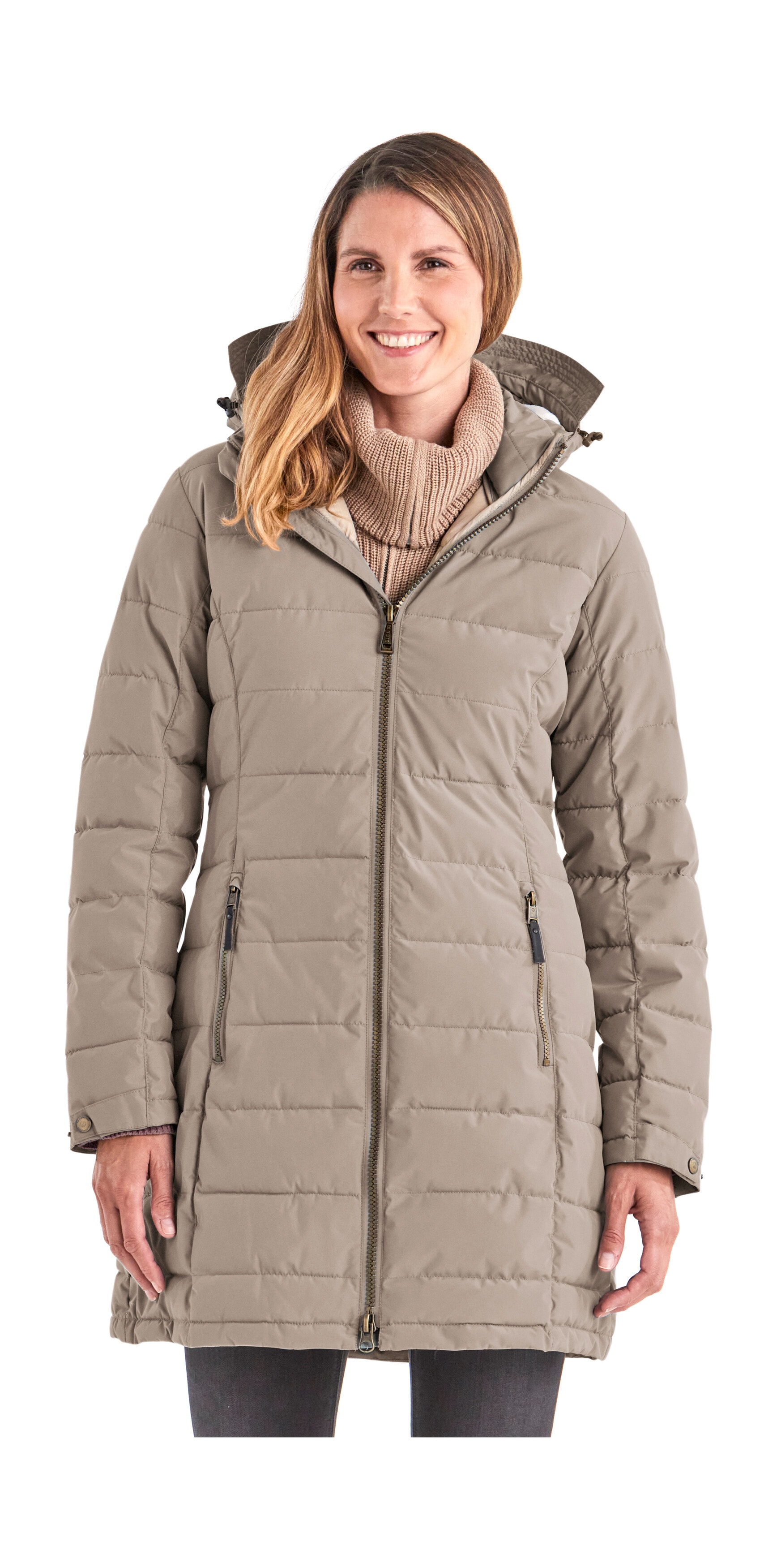 Steppmantel "GW 13 WMN QLTD PRK", Damen, Gr. 46, beige (hellbeige), Oberstoff: 100% Polyester, Futter: 100% Polyamid, Wattierung: 100% Polyester, G.I.G.A. DX BY KILLTEC, Mäntel Steppmantel, Wasserabweisender, winddichter Steppparka mit urbanem Look Image