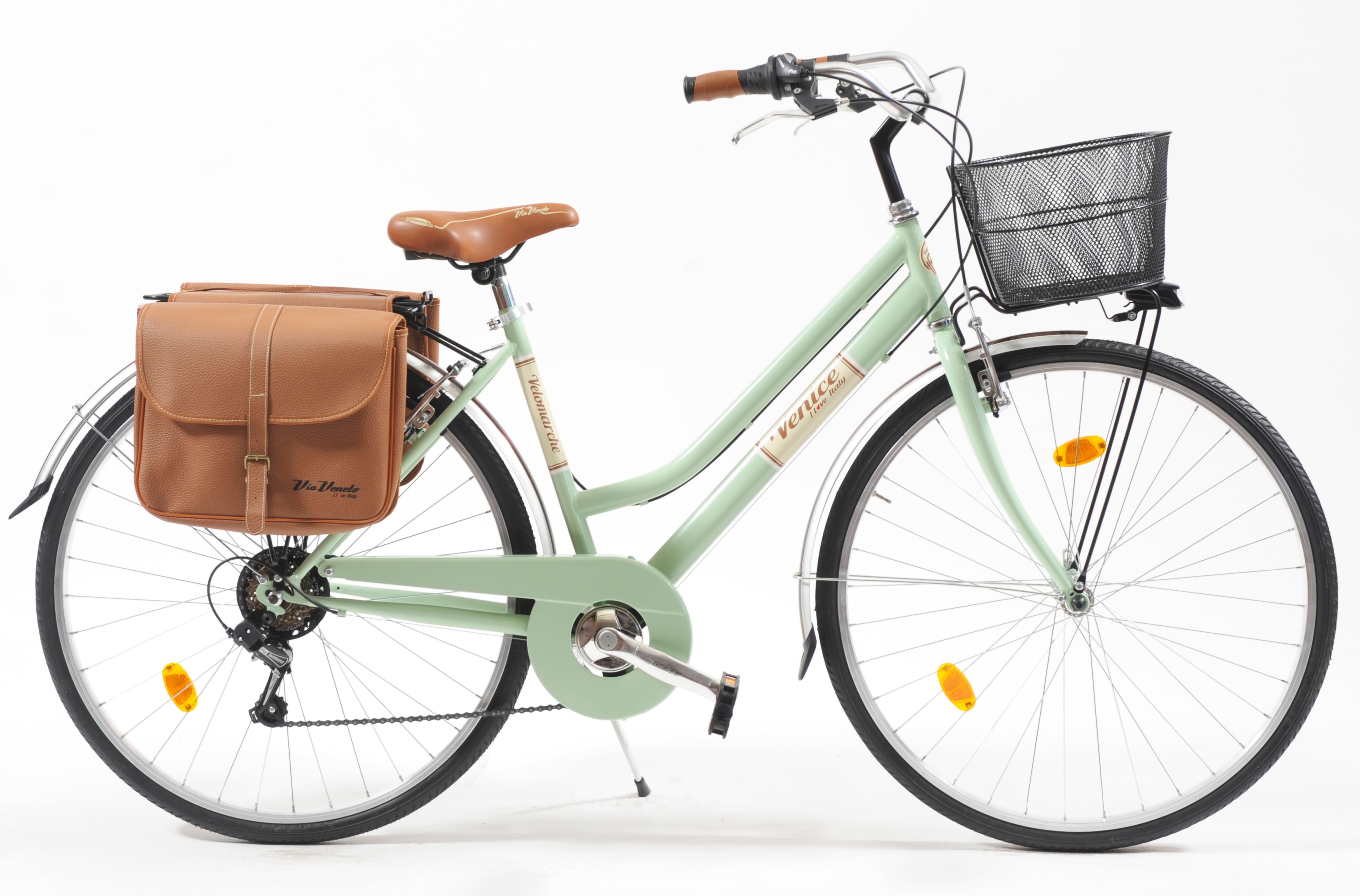 Cityrad "Citybike 605 Lady" Gr. 46, grün (mint, grau), VENICE - I LOVE ITALY, Fahrräder, 46cm, 28 Zoll (71,12cm), für Damen, Kettenschaltung Image
