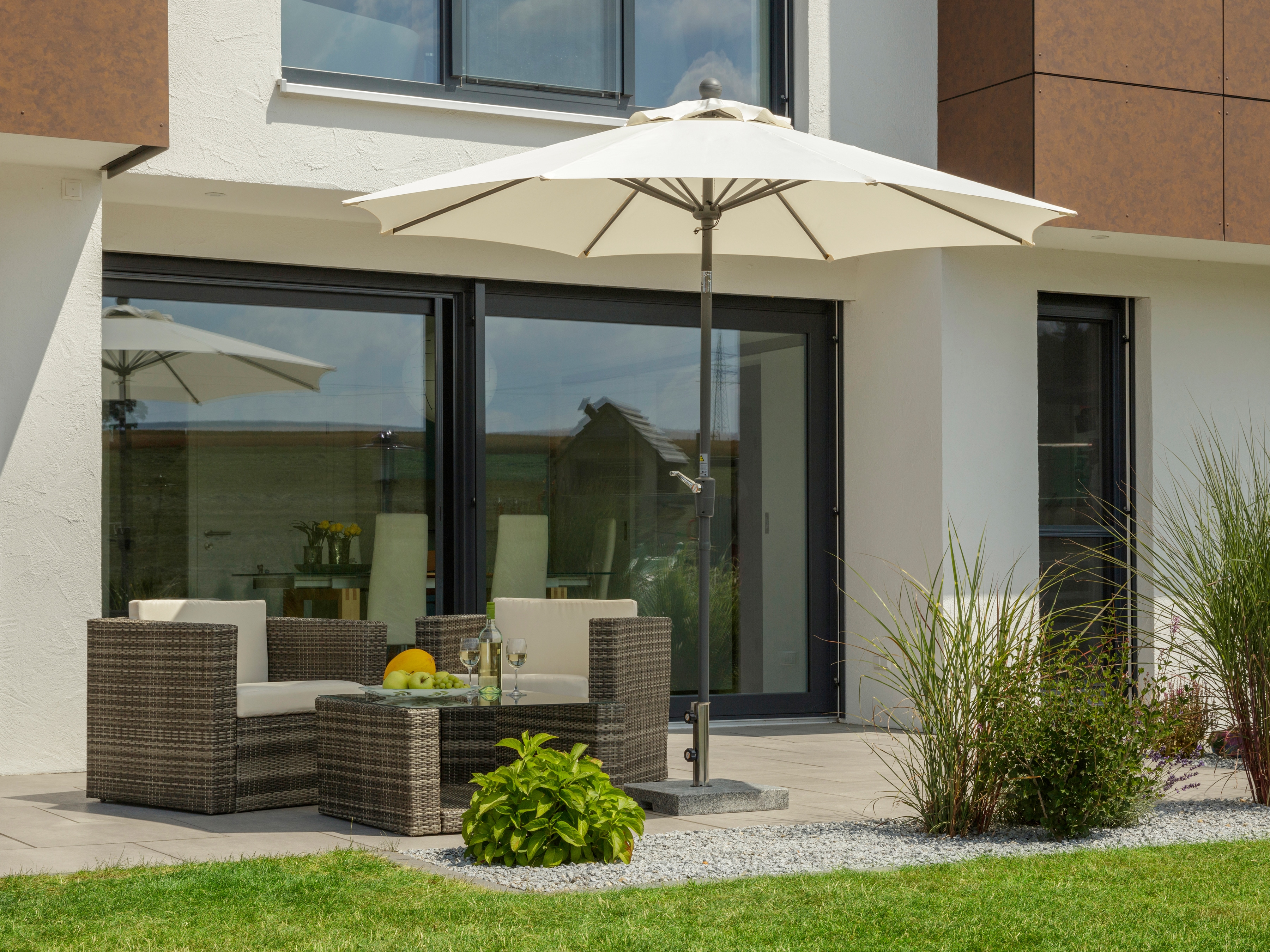 Sonnenschirm SCHNEIDER SCHIRME "Harlem", beige (natur), Obermaterial: 100% Polyester, Standschirme, ohne Schirmständer