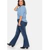 Bootcut-Jeans SHEEGO "Große Größen", Damen, Gr. 88, Langgrößen, blau (blau denim), Obermaterial: 75% Baumwolle, 24% Polyester, 1% Elasthan, unifarben, casual, lang, Jeans, in 5-Pocket-Form, mit Used-Effekten