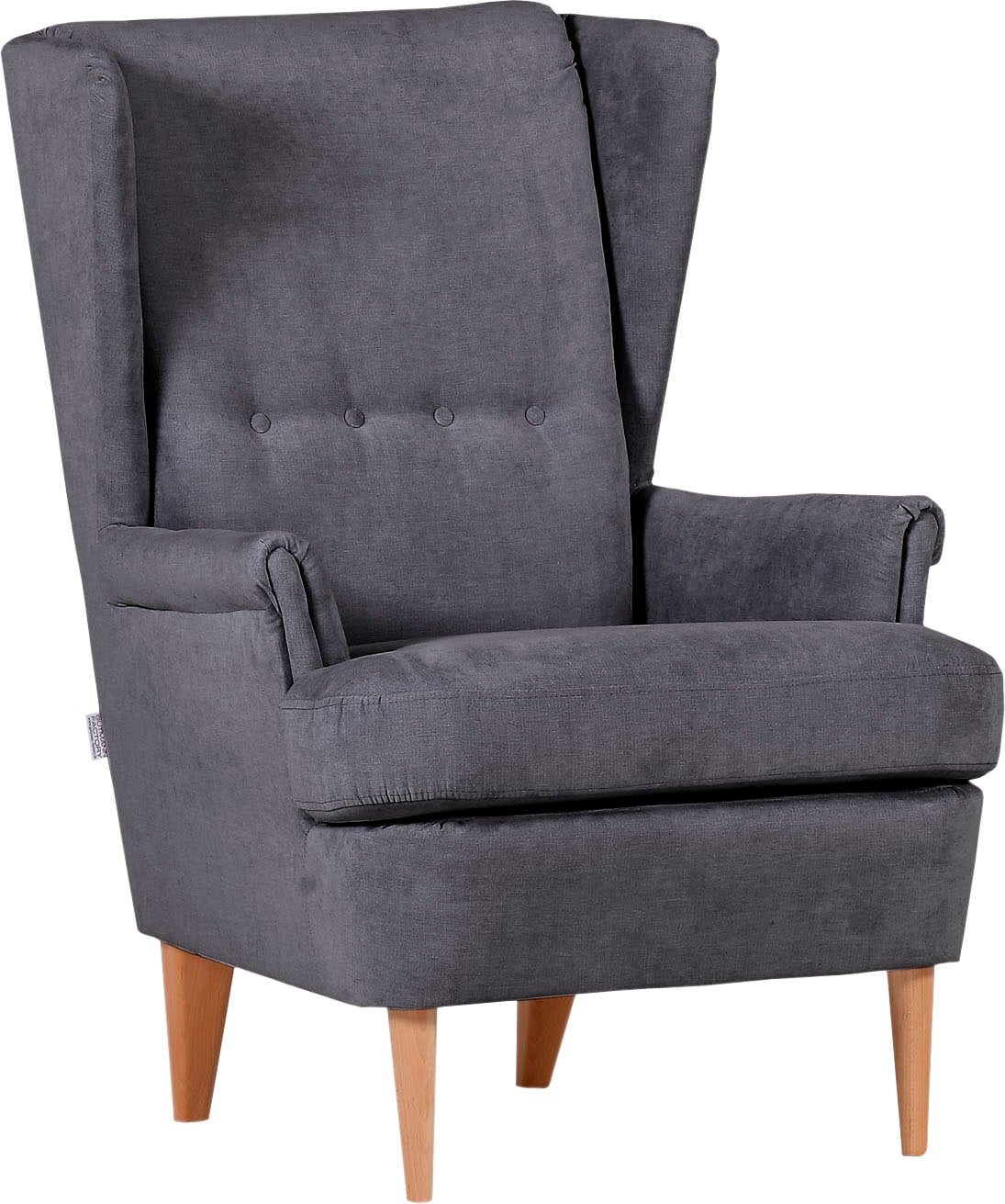 Ohrensessel GUTMANN FACTORY "Versailles", grau, B:72cm H:104cm T:85cm, Sessel, Ohrensessel, Gestell antikfarben oder eiche natur