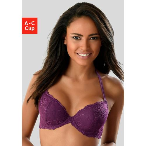 Push-up-BH VIVANCE Gr. 85, Cup C, lila Damen BHs BH Hochzeitsdessous Hochzeitswäsche Push-up-BH Spitzen-BH Spitzenwäsche Spitzen-BHs mit 2 Tragevarianten, Dessous